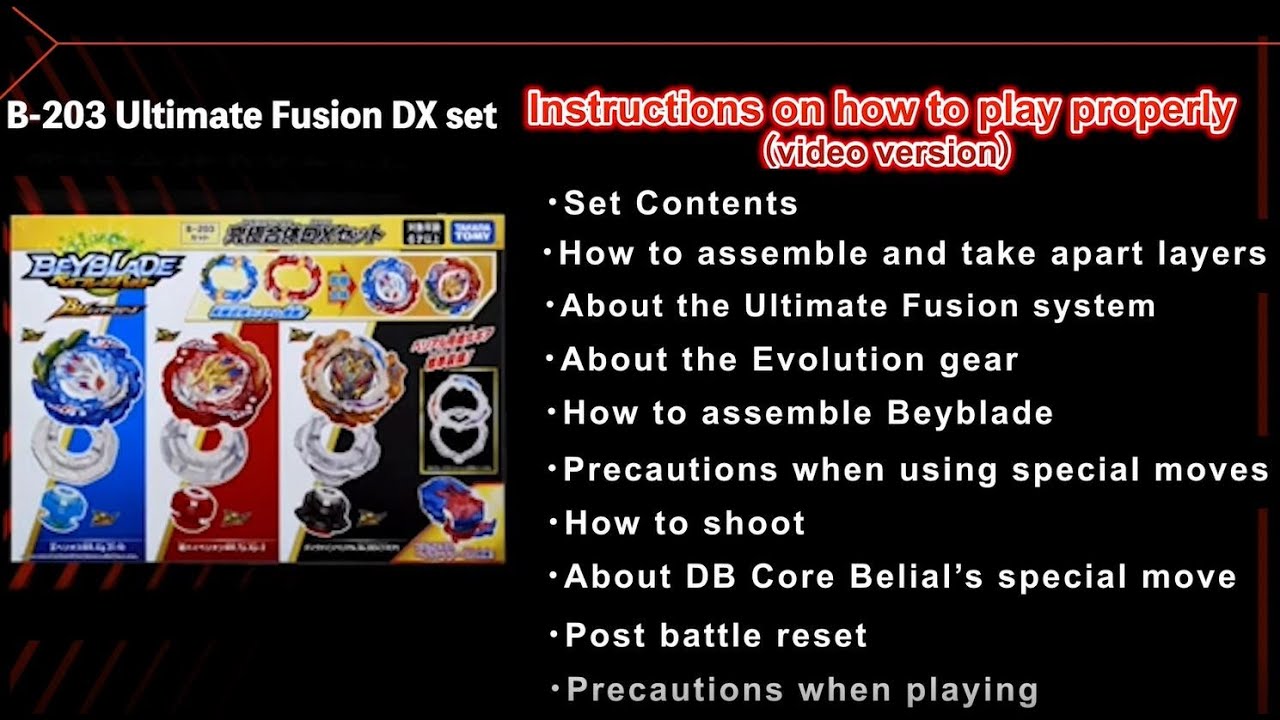 BEYBLADE BURST B-203 Ultimate Fusion DX set (Instructions on how to play properly)