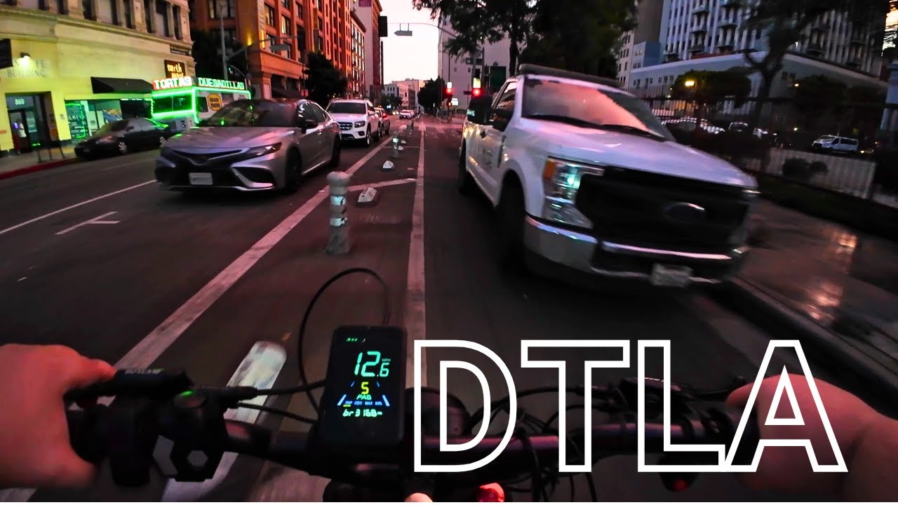 Riding into Downtown LA at Golden Hour