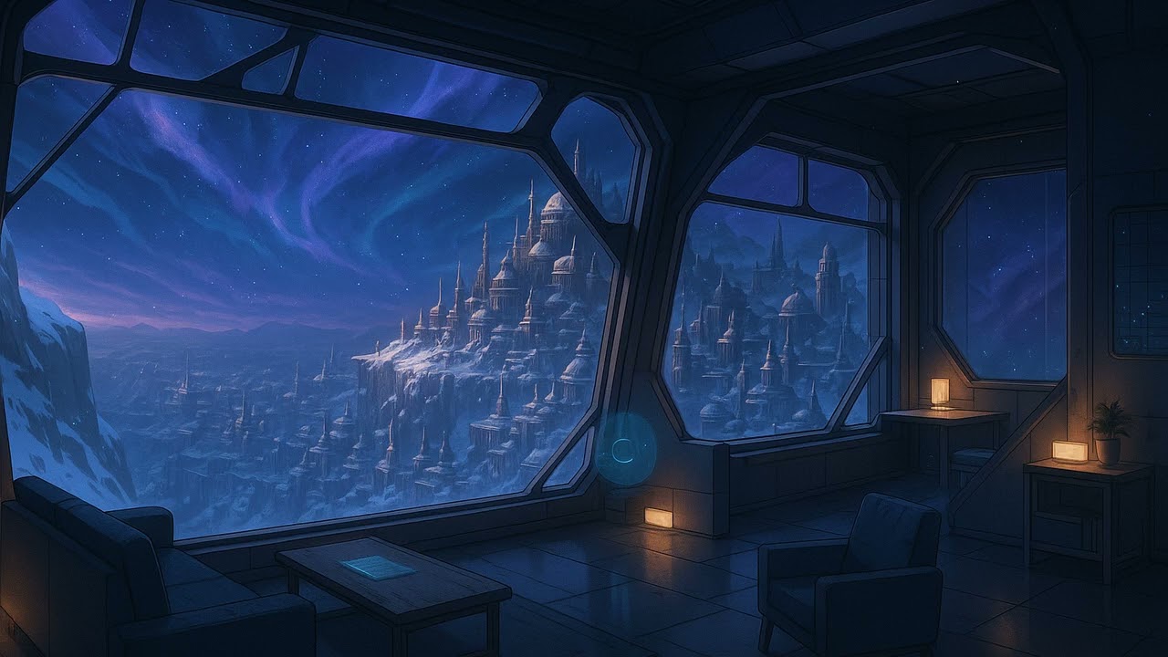 peaceful focus beyond the frozen city 🌌 | space lofi