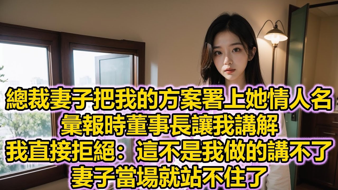 總裁妻子把我的方案署上她情人名，彙報時董事長讓我講解，我直接拒絕：這不是我做的講不了，妻子當場就站不住了