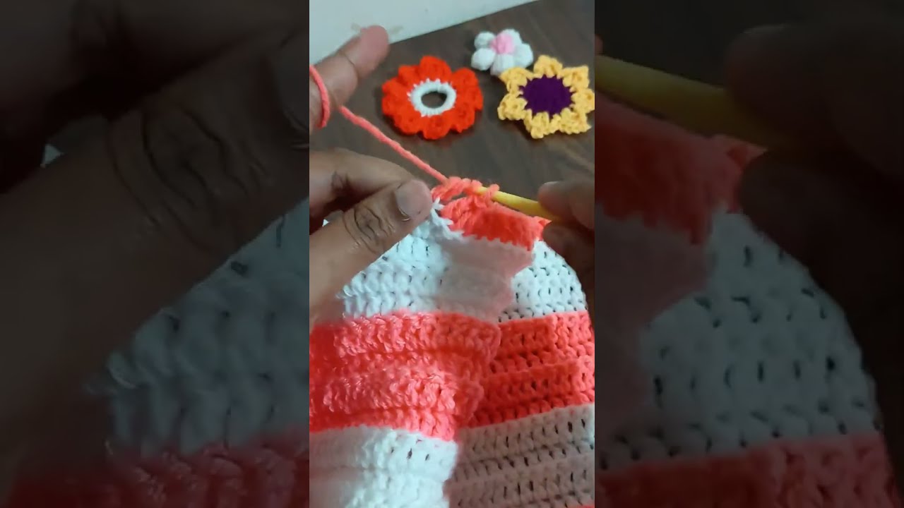 Making Crochet scarf Day 6 || Puff Flower ||