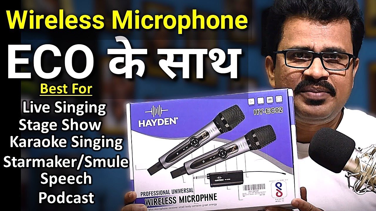 Wireless Mic With Echo | HAYDEN EC02 | Cordless Mic for Singing | Wireless Mic with Effects