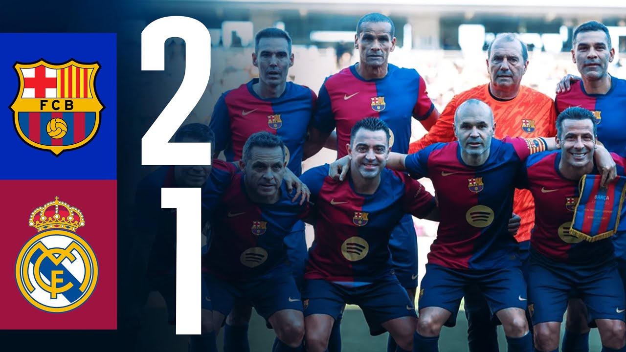 HIGHLIGHTS | BAR&Ccedil;A LEGENDS 2 vs 1 REAL MADRID LEGENDS | XAVI & INIESTA BACK in BLAUGRANA  🔵🔴