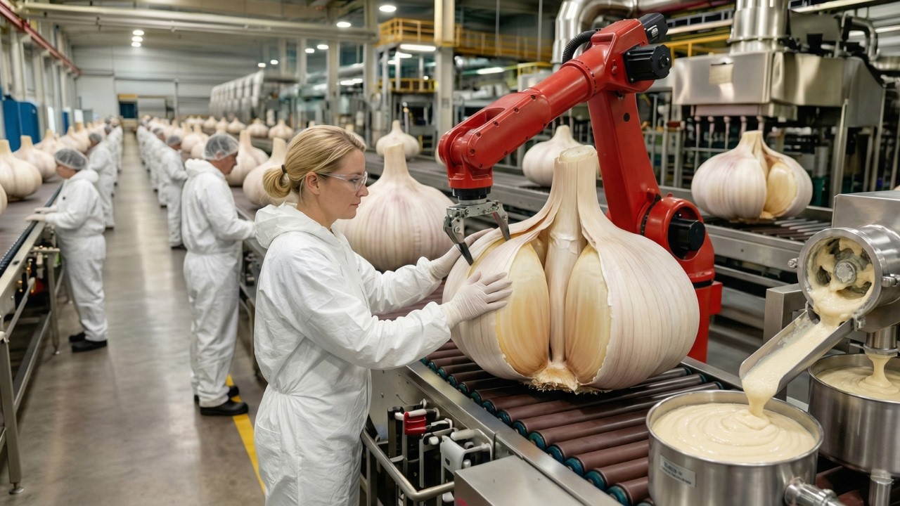 Secrets of a Garlic Paste Factory! 🏭 How Millions of Cloves Are Turned into Paste