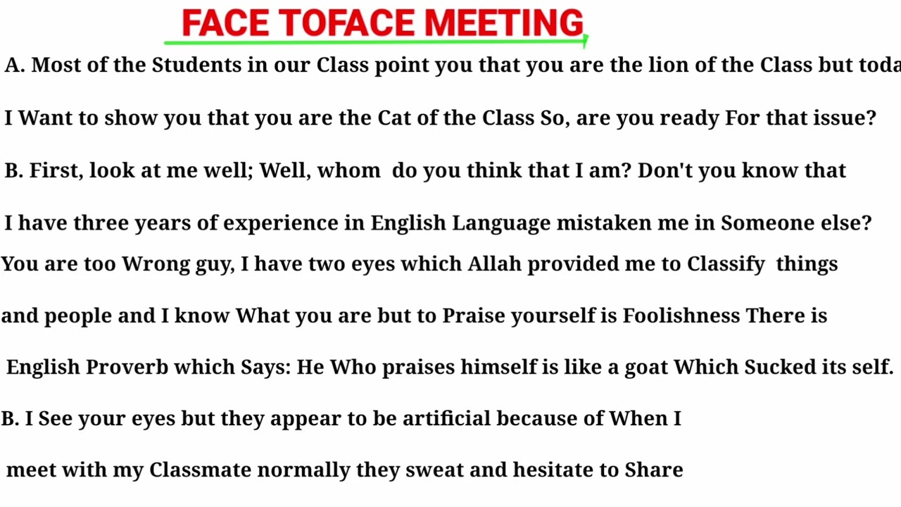 Face to face Meeting || ku barro luuqada ingiriiska af somali|| Wadashekwysi