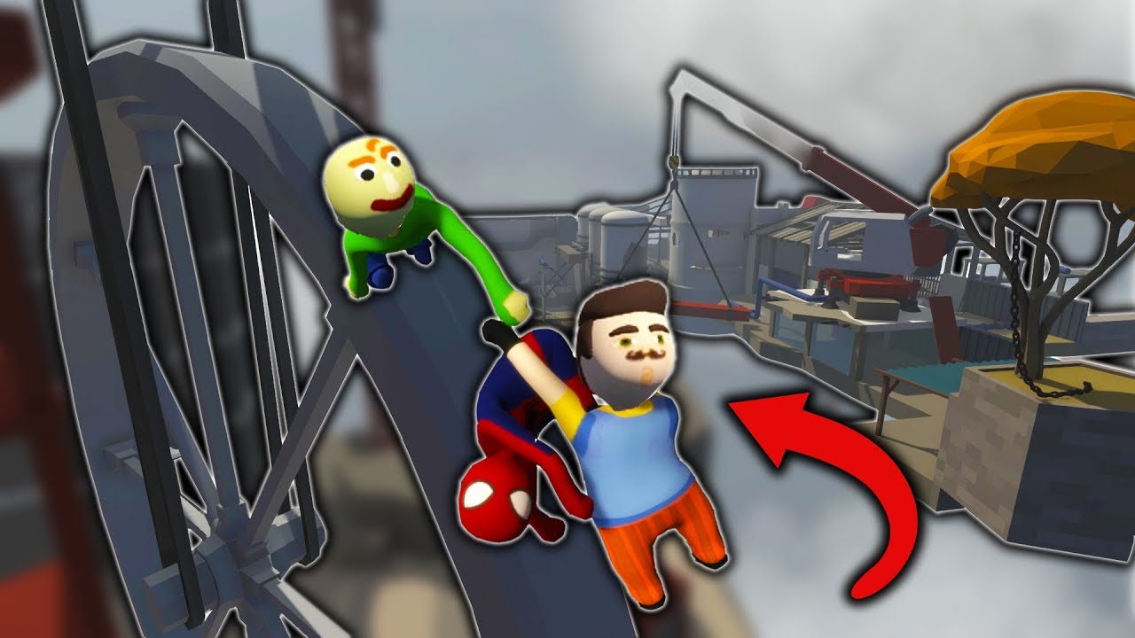 SPIDER-MAN, BALDI AND HELLO NEIGHBOR PLAY SECRET LEVEL?! (Human Fall Flat)