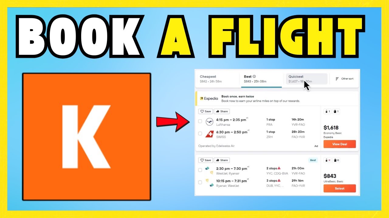How To Book A  Flight On  Kayak.com - The Easy Way!