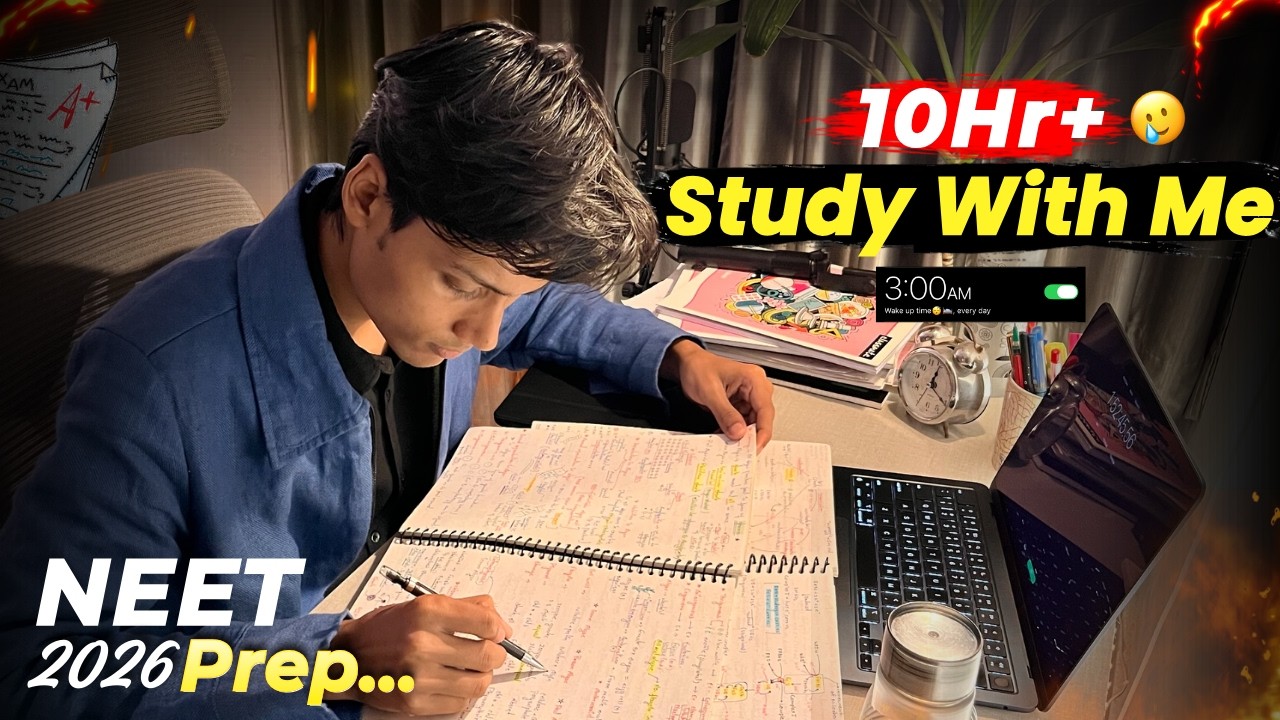 10 Hours Study With Me for NEET 2026 || My Test Score 🥲