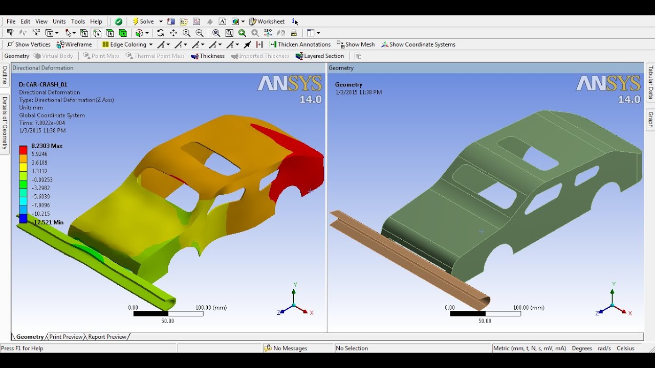 ANSYS  Workbench Explicit Dynamic Analysis Tutorial Video | Crash Analysis | GRS |