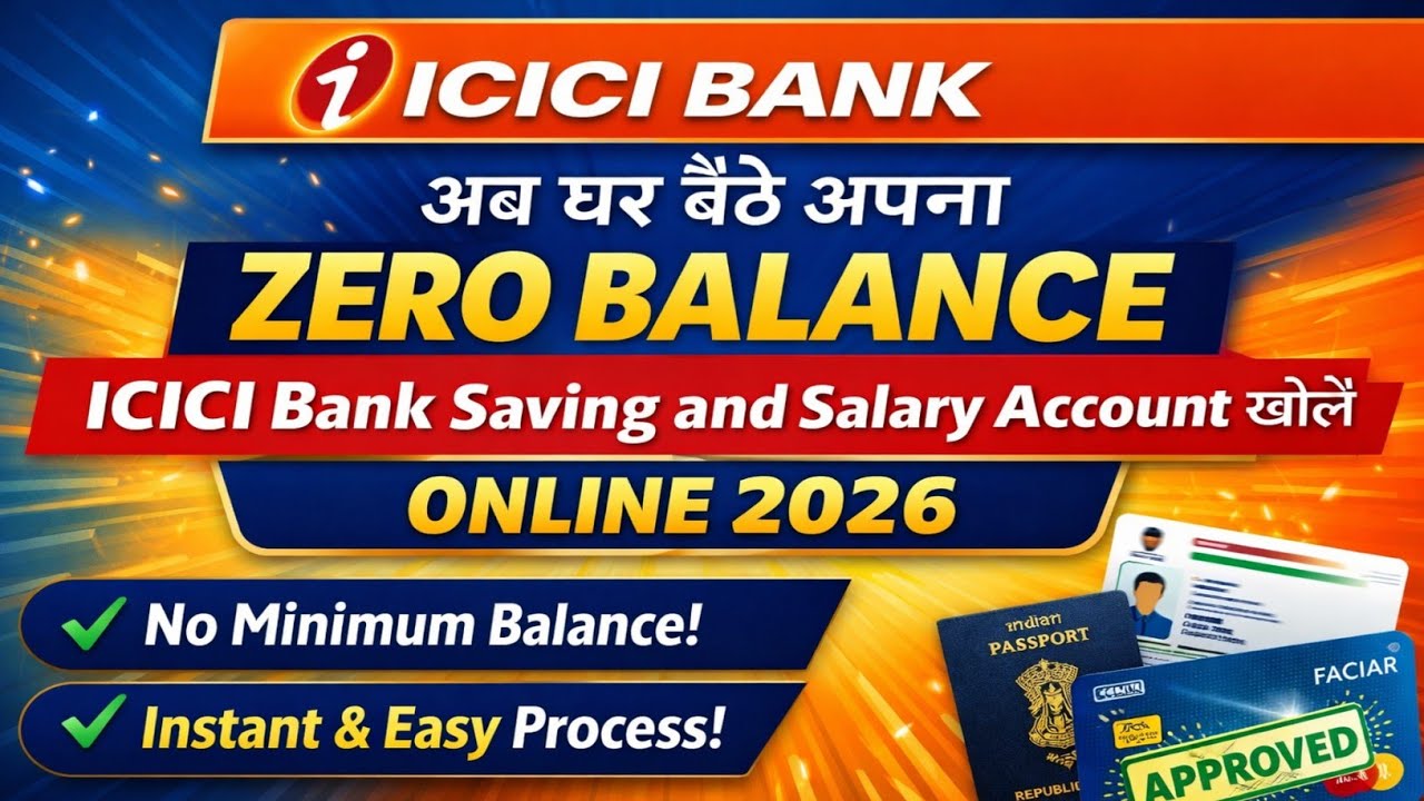 ICICI Bank Online Account Opening Saving Salary | Zero Balance Family Banking Benefits #