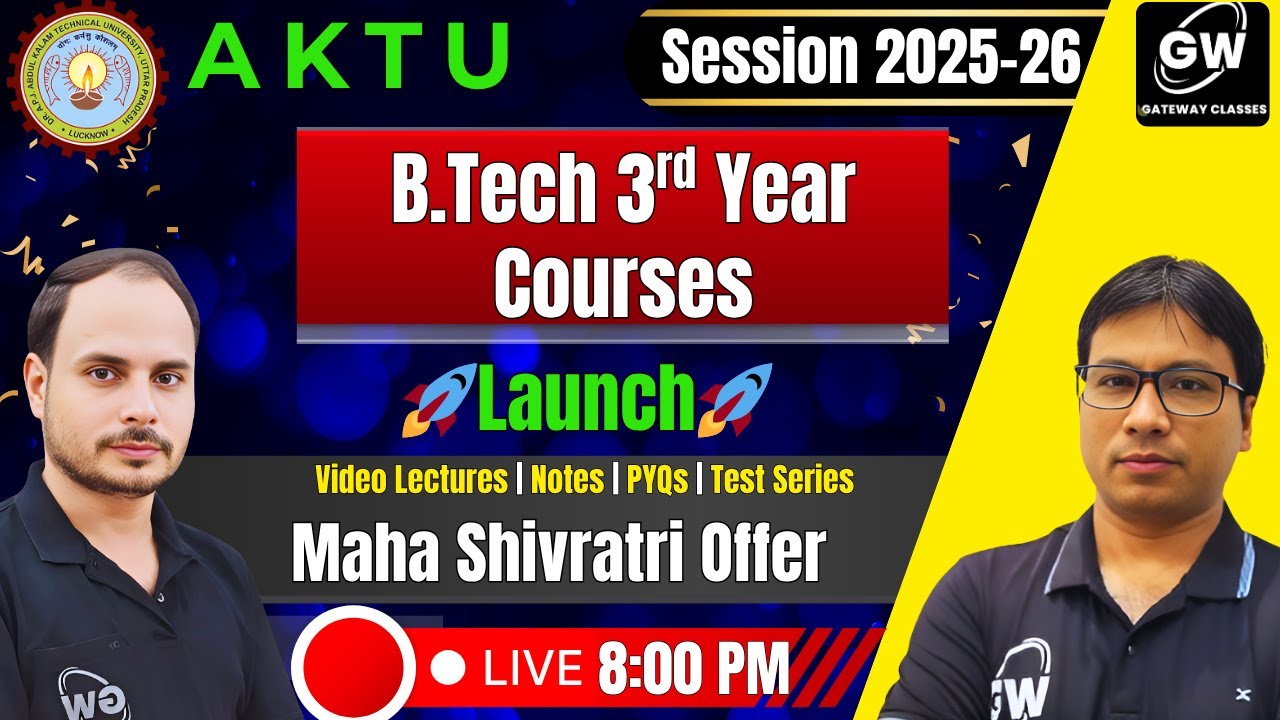 🎯 AKTU B.Tech 3rd Year Courses 2025–26 Launch Gateway Classes