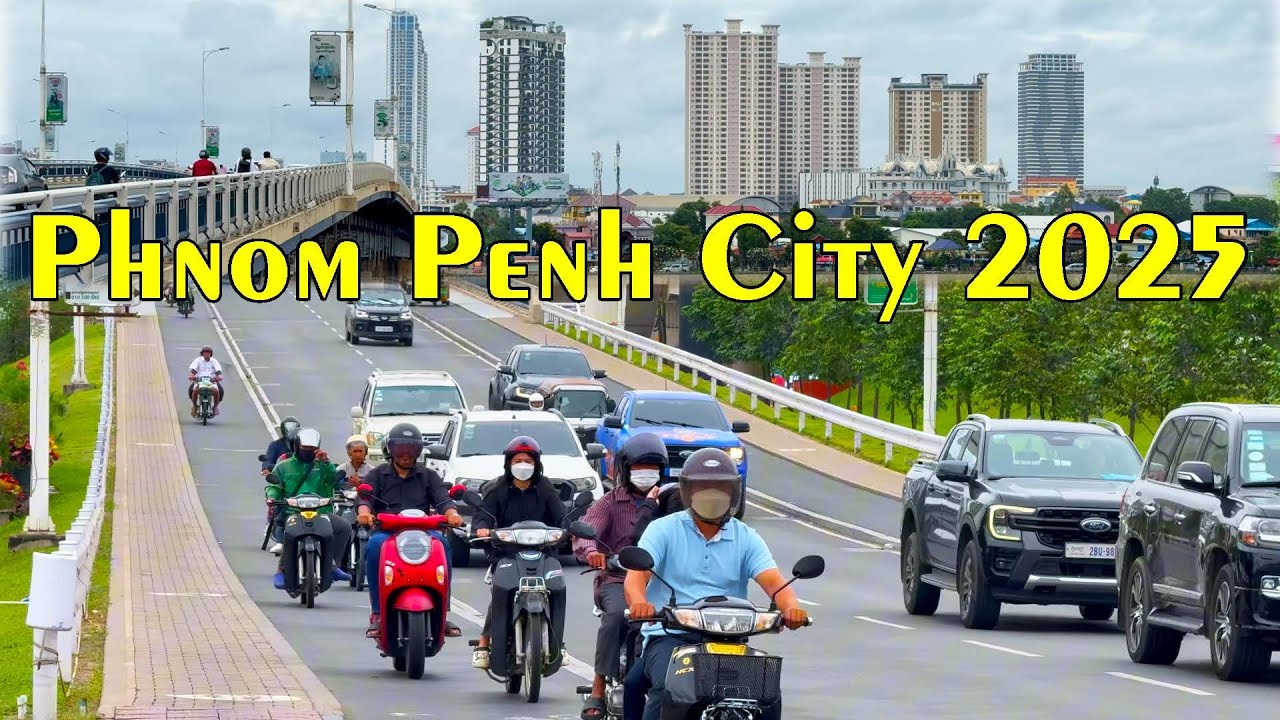 📸 Phnom Penh 2025 City Tour | Chroy Changvar Satellite City Beautiful Views | Cambodia 4K Drive