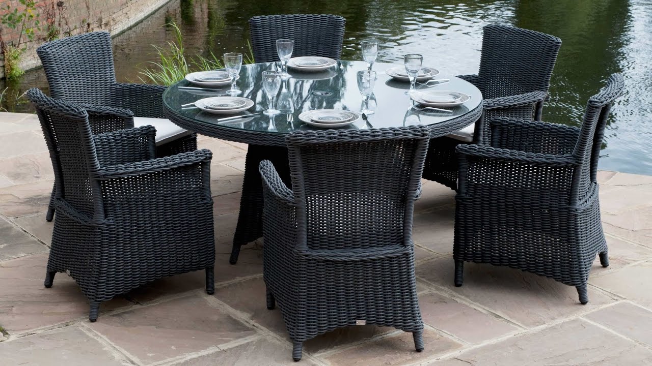 Wicker Table with Glass Top
