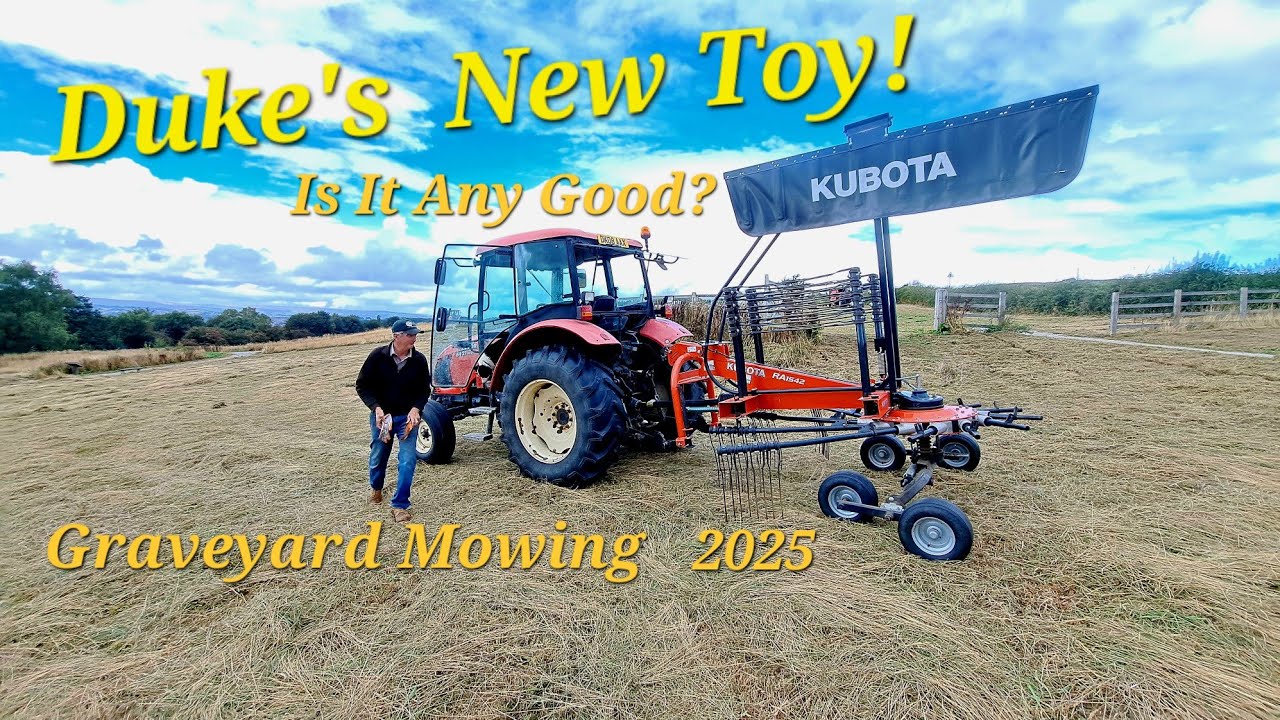 Zetors  Tractors Mowing, Kubota Raking The Dukes new toy