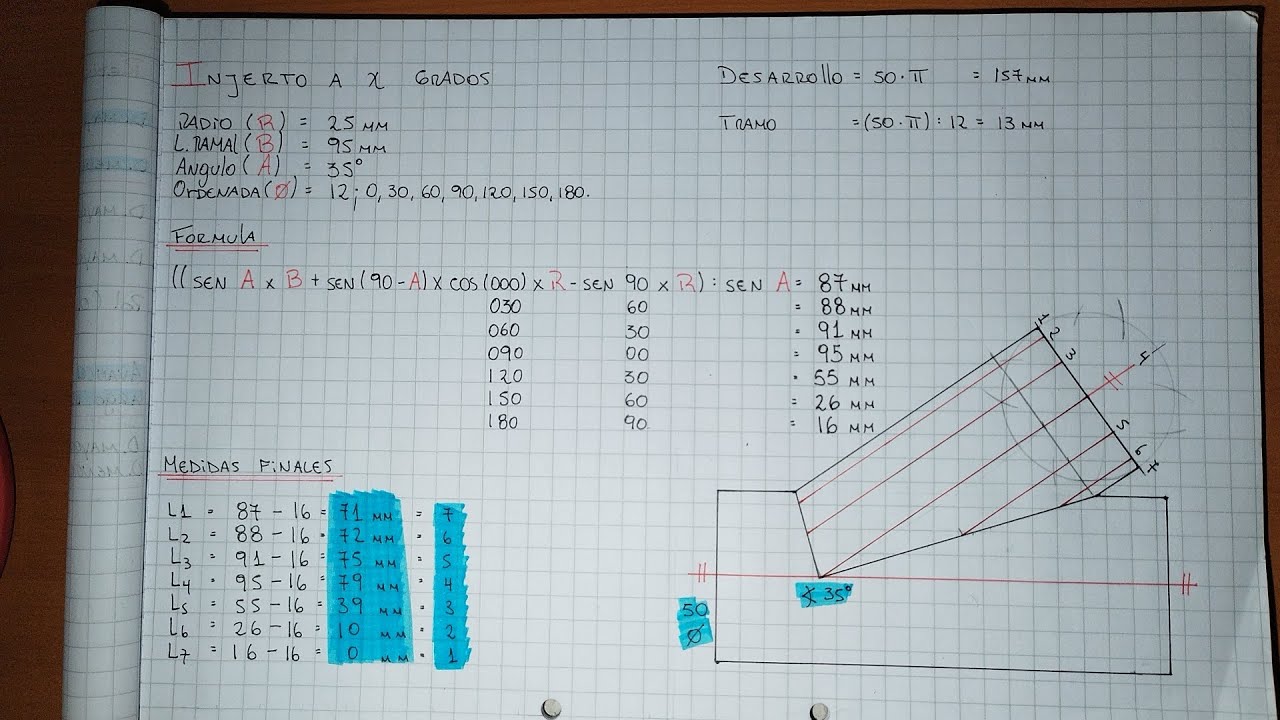 INJERTO A X GRADOS MEDIANTE FORMULA EXPLICADA PASO A PASO