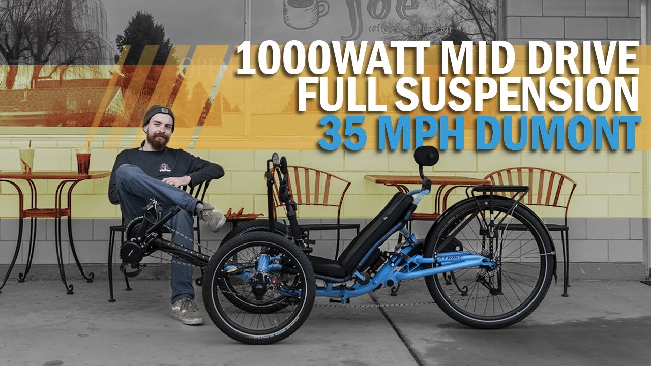 1000 WATT MIDDRIVE MOTOR - 35 MPH - Full Suspension Catrike Dumont - UTCustom Sky Blue Build