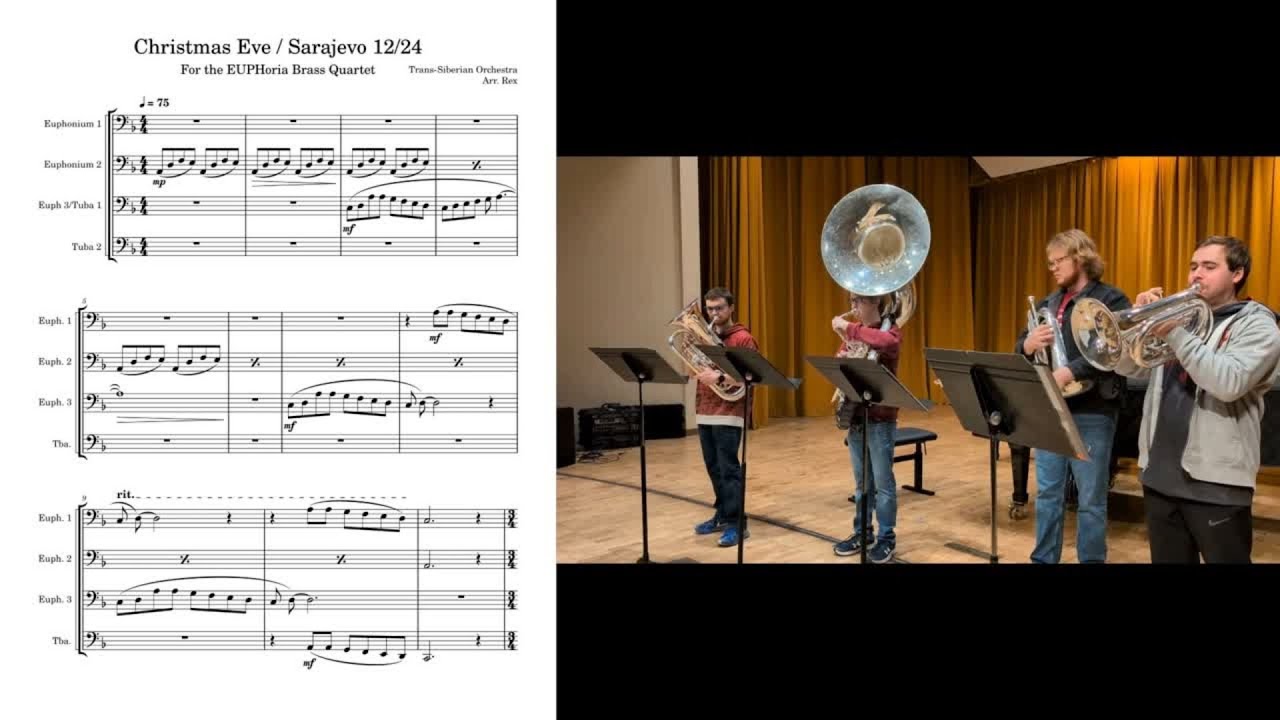 Christmas Eve / Sarajevo by the Trans-Siberian Orchestra, arranged for low-brass quartet