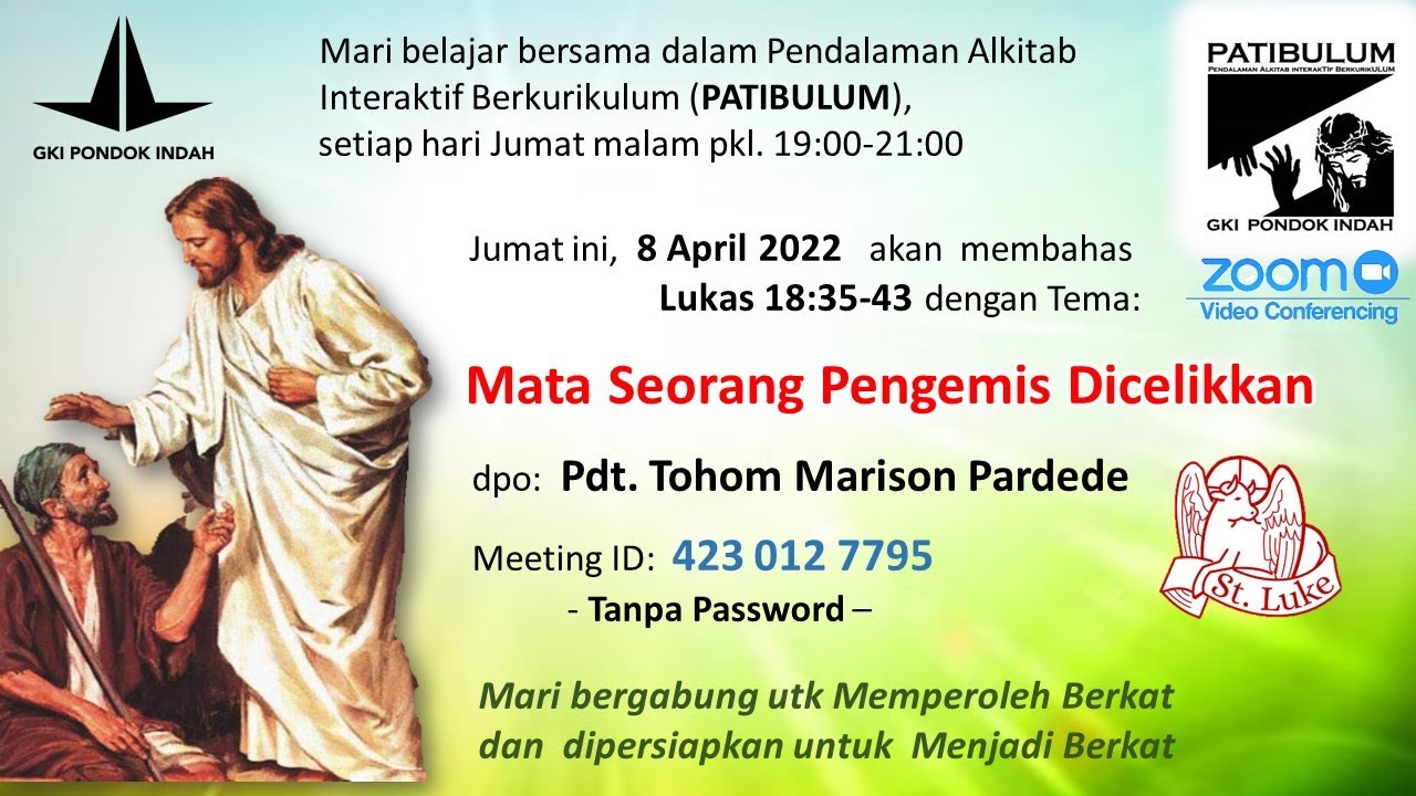 Patibulum - Mata seorang pengemis dicelikkan (Lukas 18:35-43)