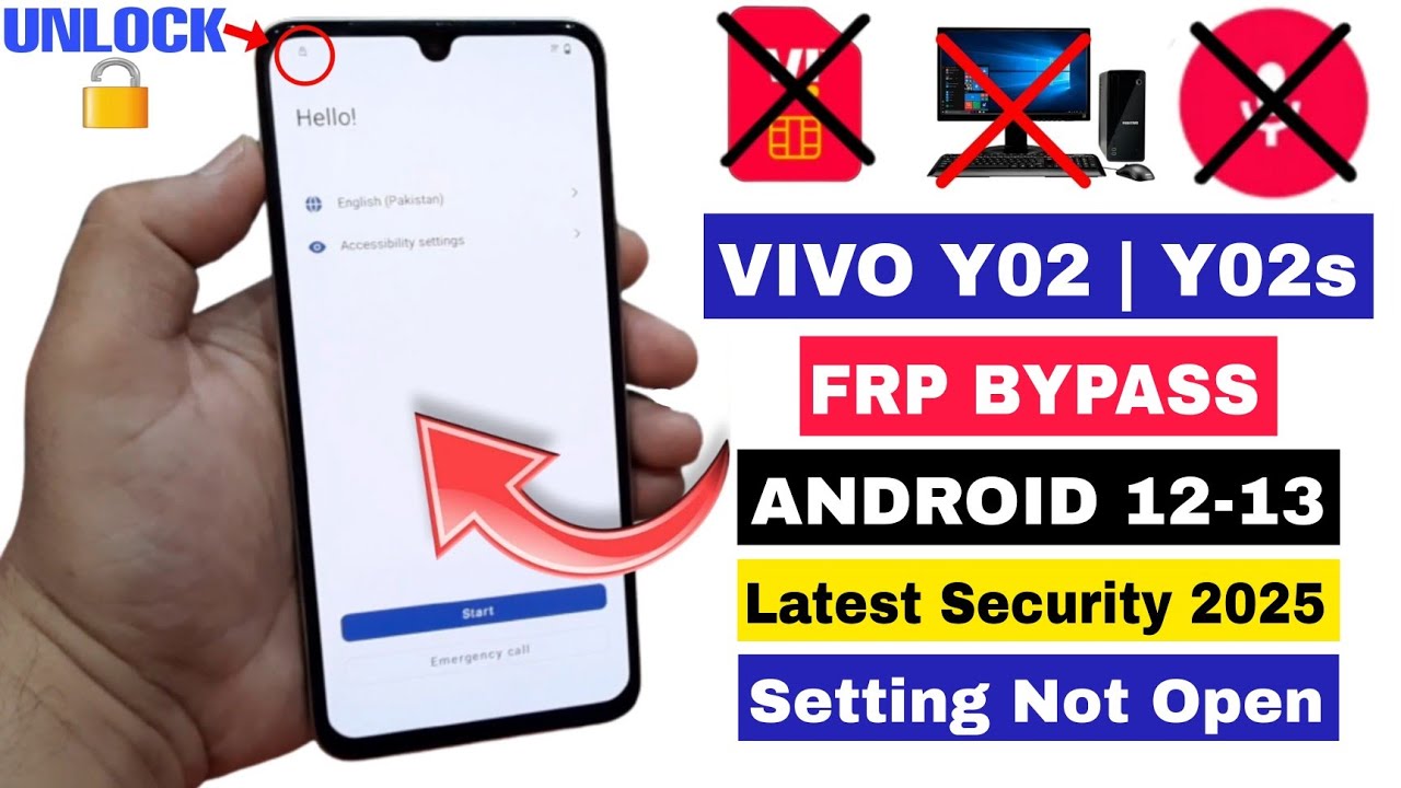 VIVO Y02 FRP Bypass Android 12/13 Without PC | Setting Not Open 2025 |VIVO Y02 Google Account Unlock