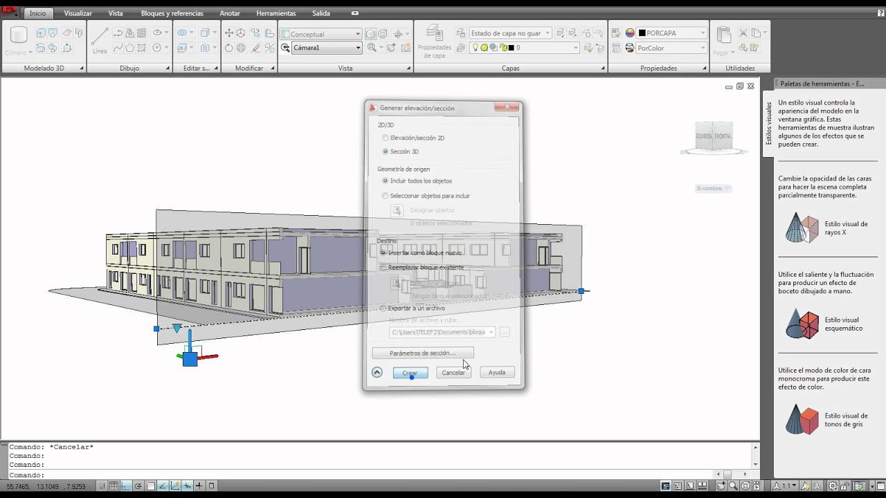 AUTOCAD VIDEO 42 SECCION AUTOMÁTICA Y CREAR SECCION 3D