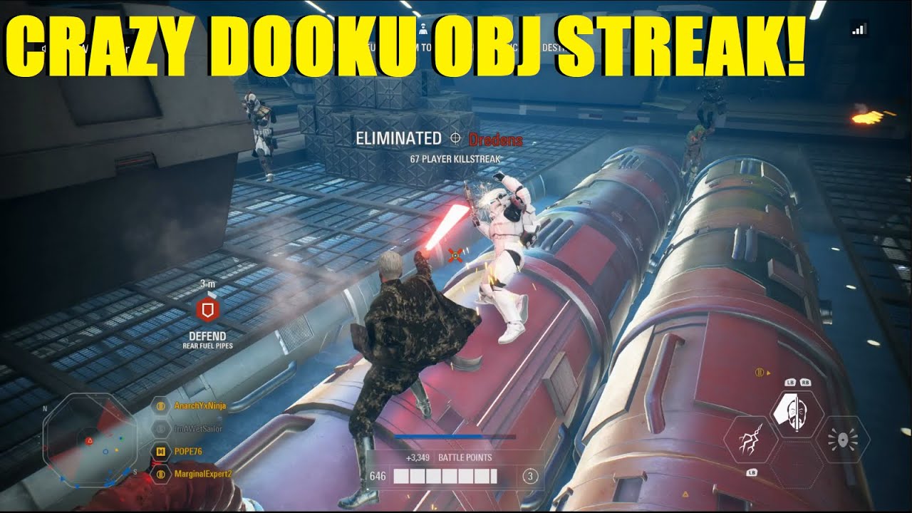 Star Wars Battlefront 2 - CRAZY Count Dooku OBJ Killstreak! | The Team enjoyed watching it!