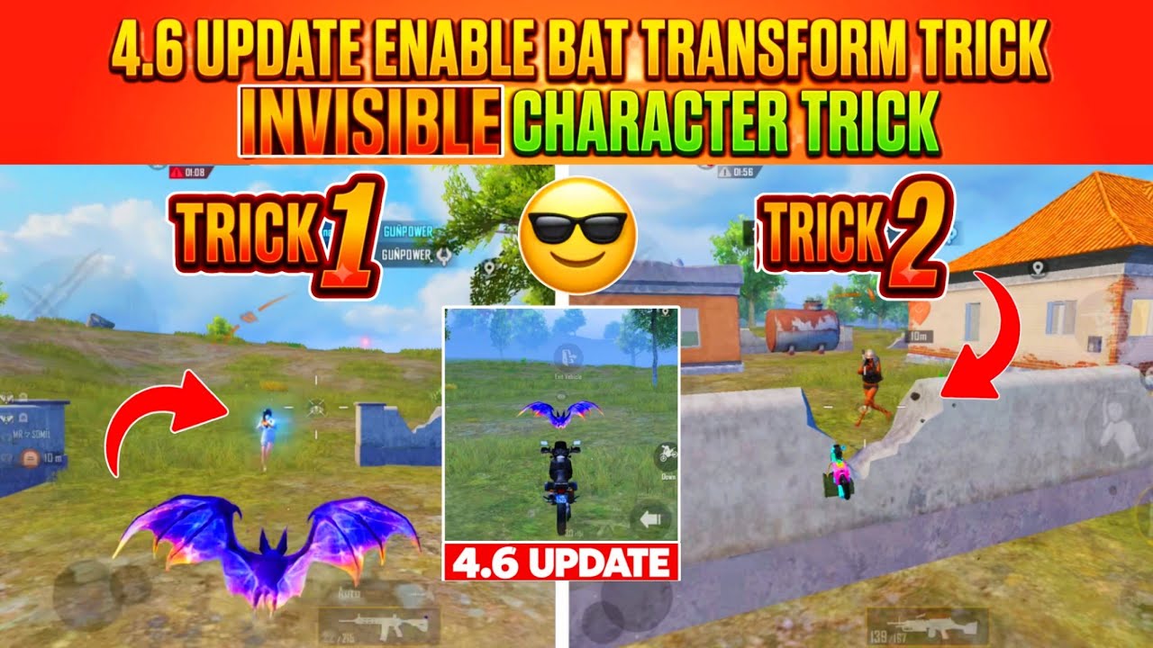 4.6 UPDATE😱ENEMIES CAN'T SEE ME,🤯EXPOSED BAT INVISIBLE TRICK, CHARACTER INVISIBLE🫥TRICK BGMI BAT