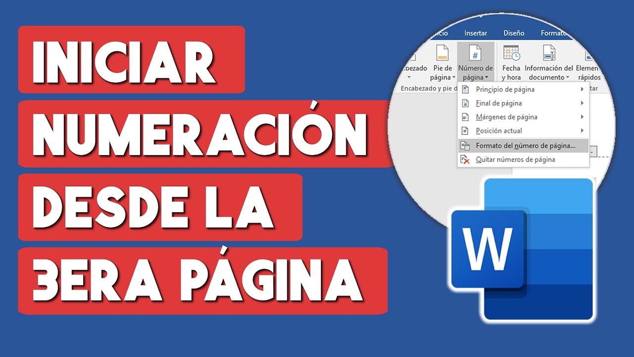 Como Iniciar el Numero de Pagina desde la Tercera Hoja en Word | Curso de WORD