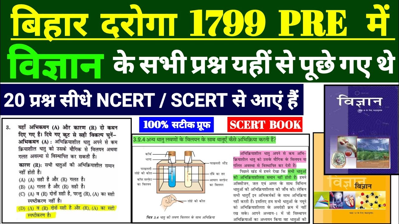 *With Ncert Proof* Bihar Daroga 1799 Prelims  Science Question Source Tracing Ncert 