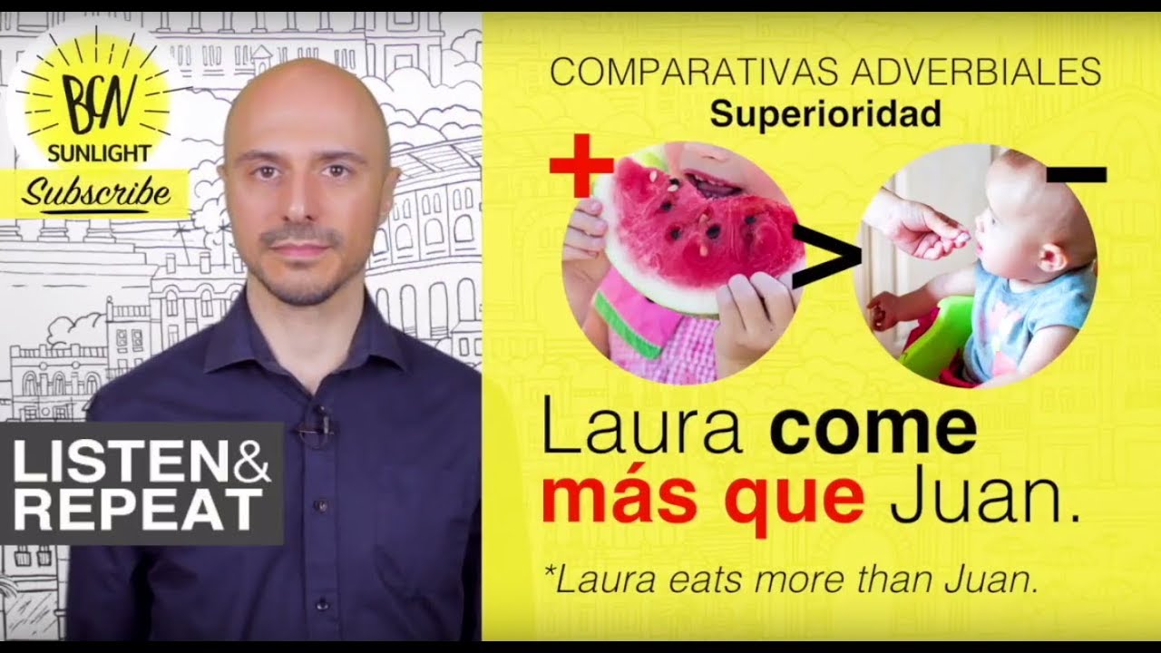 Learn Spanish:(99) Adverb comparisons