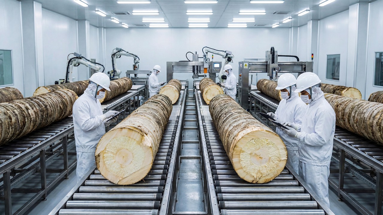 How Massive Sago Palm Logs Become Fine White Starch Powder - Industry Stories