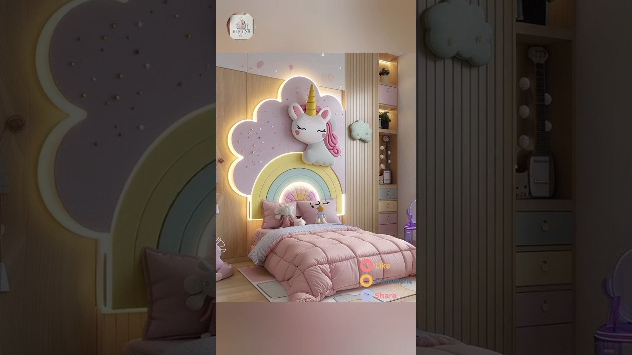 Unicorn theme kids room ideas|child room decor#shortsfeed#short#youtubeshorts#viralvideo#trending