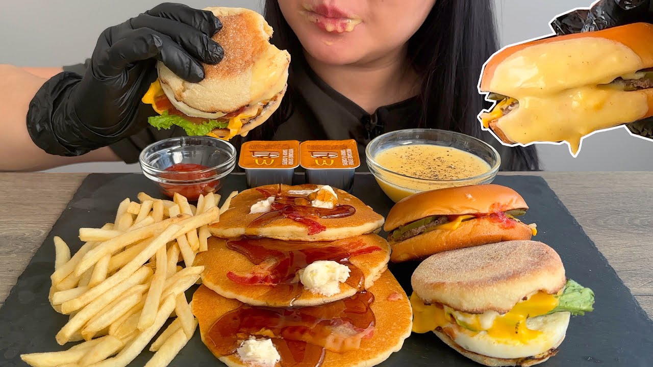 ASMR MCDONALDS BREAKFAST FEAST W/ HOMEMADE HOLLANDAISE SAUCE MUKBANG (No talking)