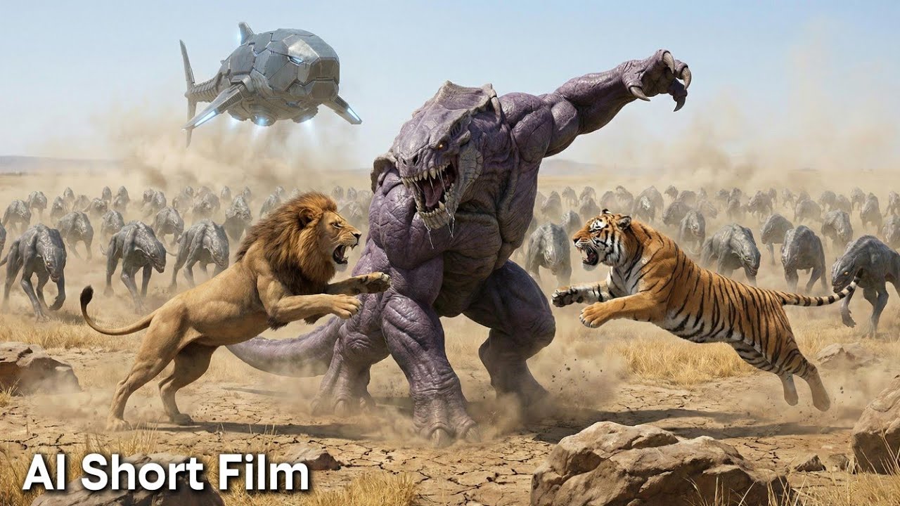 Simba & Shere Khan Face the Planet-Destroying Titan | AI Short Film (Part 1)