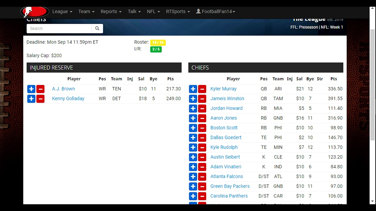 How to use the Injured Reserve Functionality