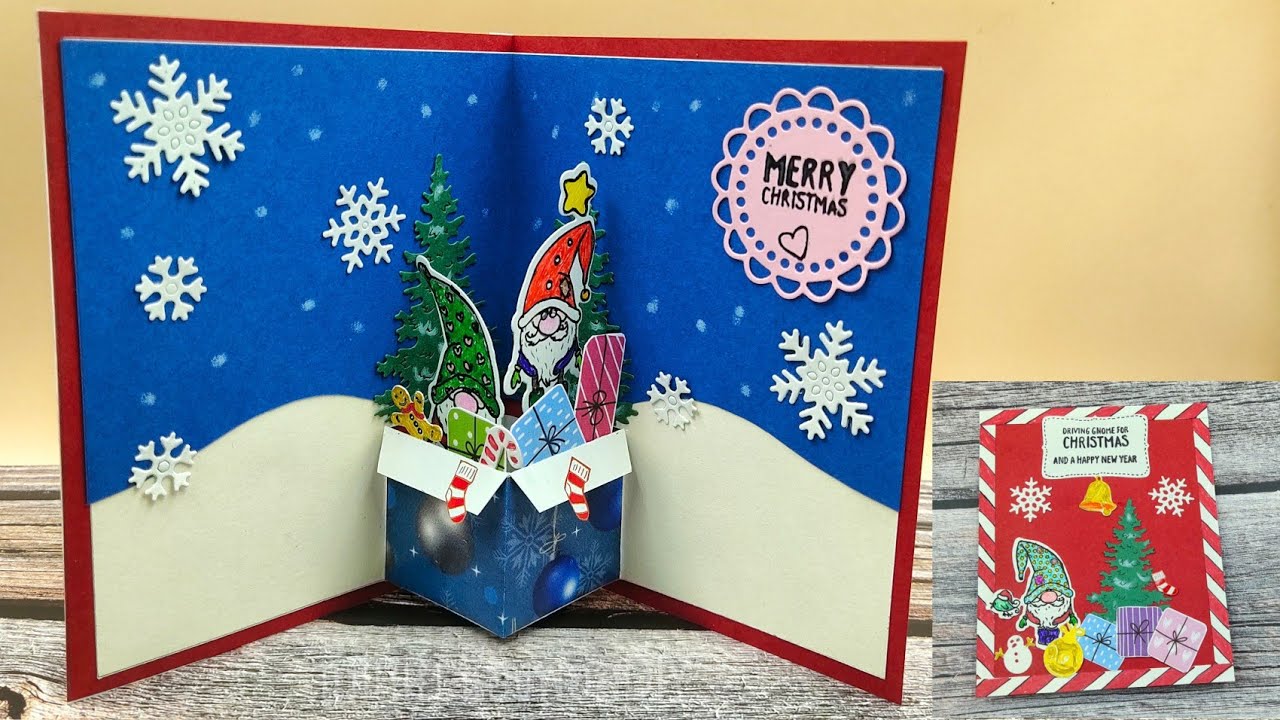 DIY How to make Christmas Pop Up Card/การ์ดป๊อปอัพคริสต์มาส/แม่เนย น้องพอสDIY