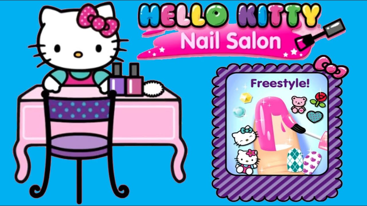 I PAINT NAILS FREESTYLE IN HELLO KITTY NAIL SALON