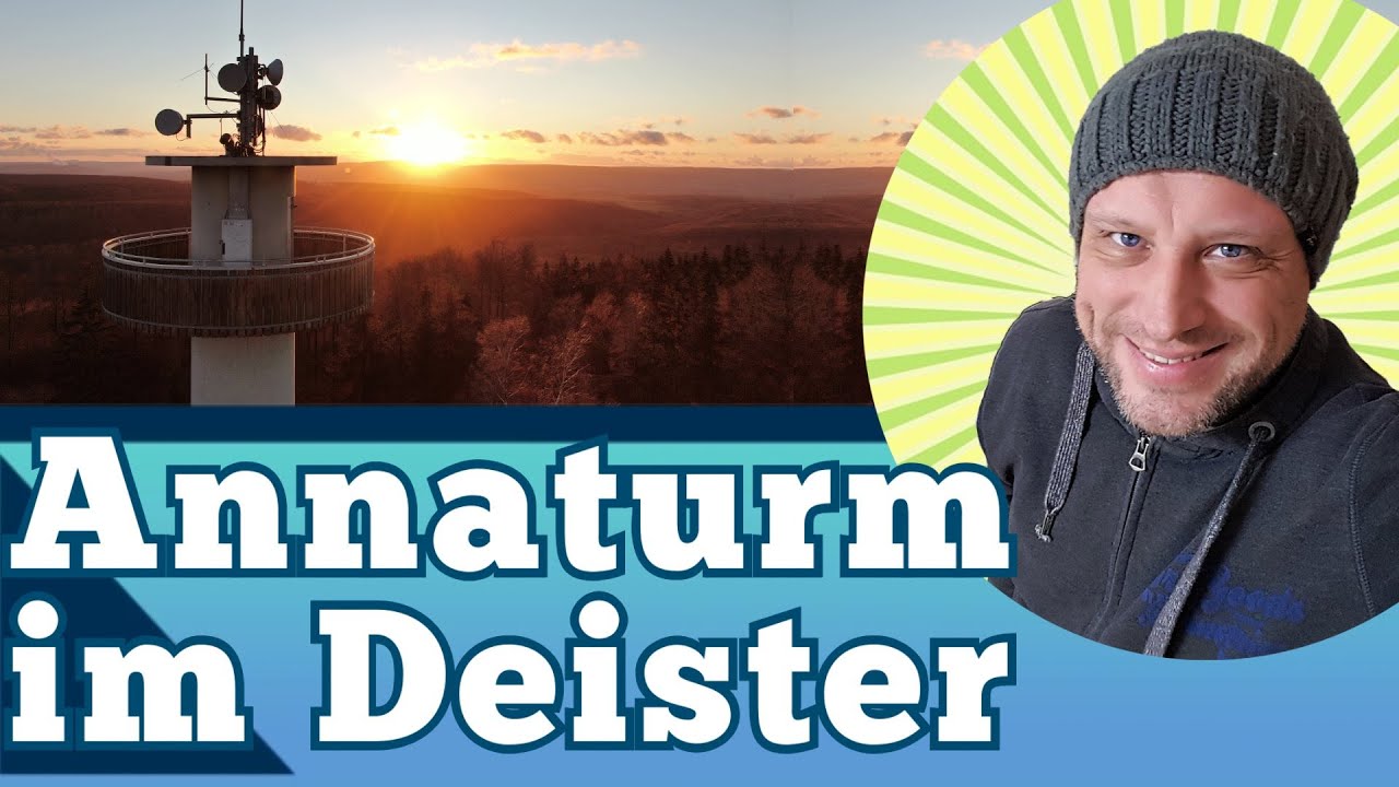 Annaturm Deister im Sonnenuntergang von oben - Wandern zum Annaturm auf dem Bröhn im Deister