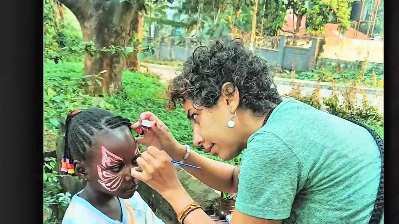 A new Year's Day|when an iranian girl face paint at park in Africa