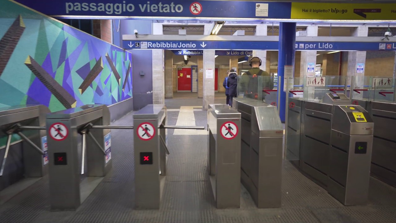 Italy, Rome, Metro ride from EUR Magliana to Colosseo