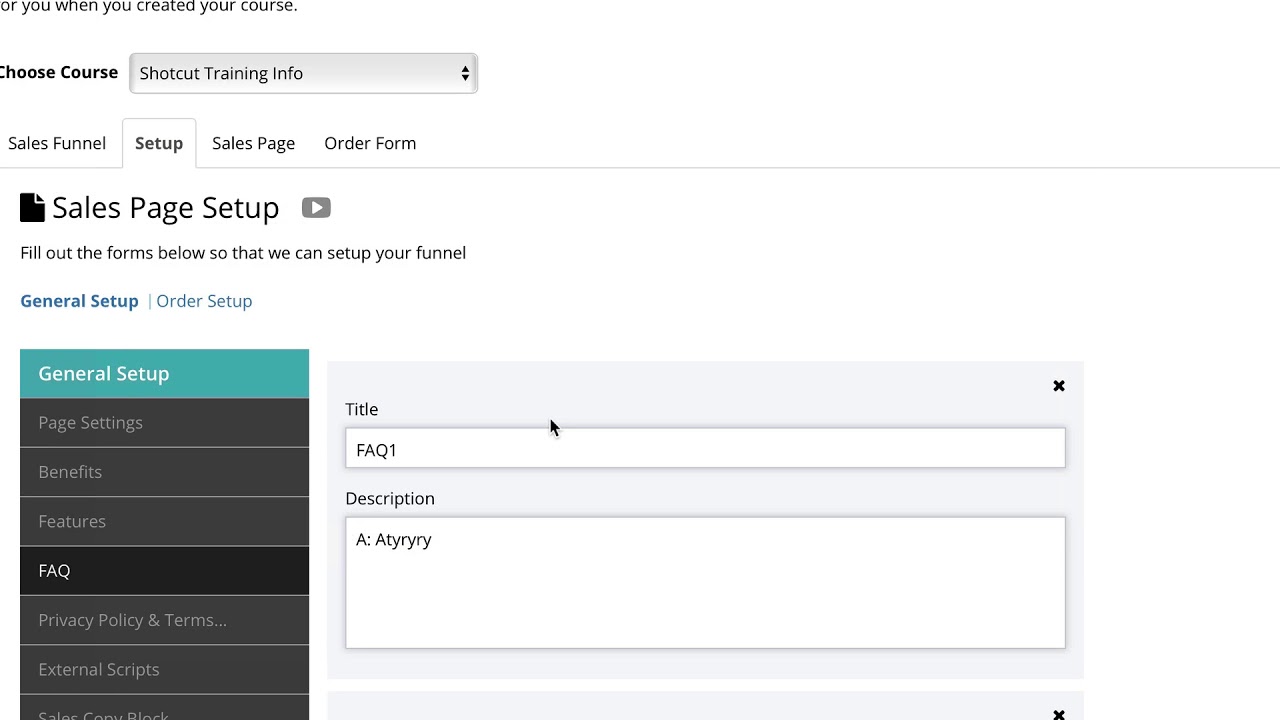 Sales Funnel Sales Page Setup