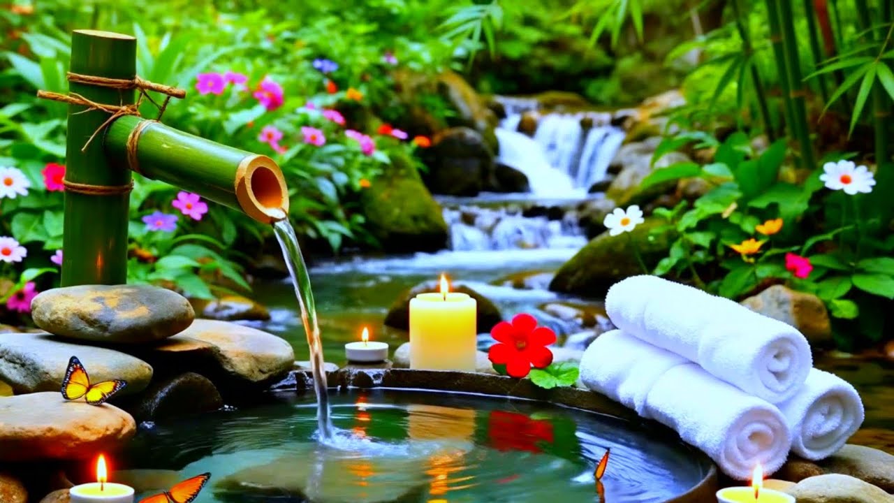 Relaxing Music with Bamboo Water Fountain 🌿 Calm Music for Sleep & Stress Relief