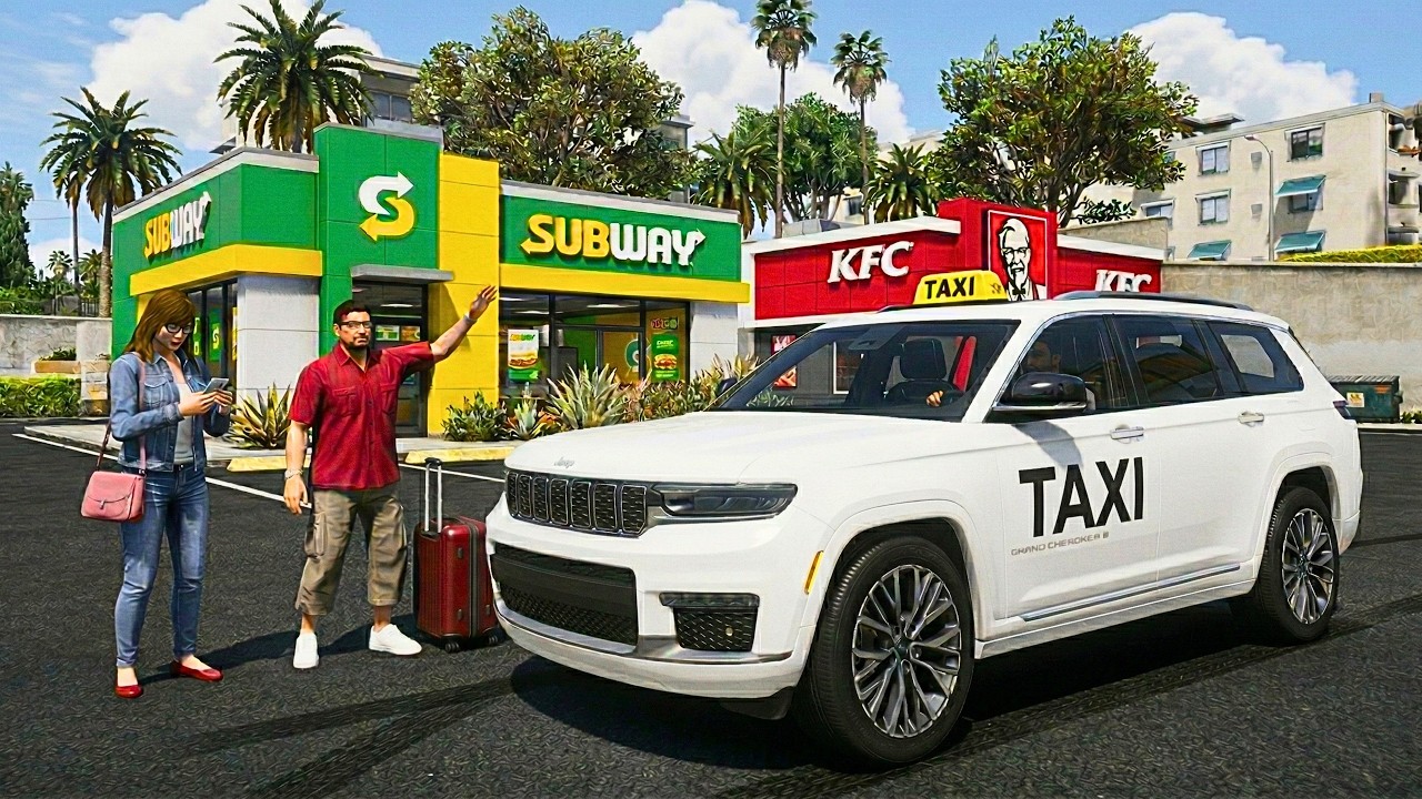 GTA 5 - Realistic Taxi Driver Job with Jeep Grand Cherokee | POV Drive