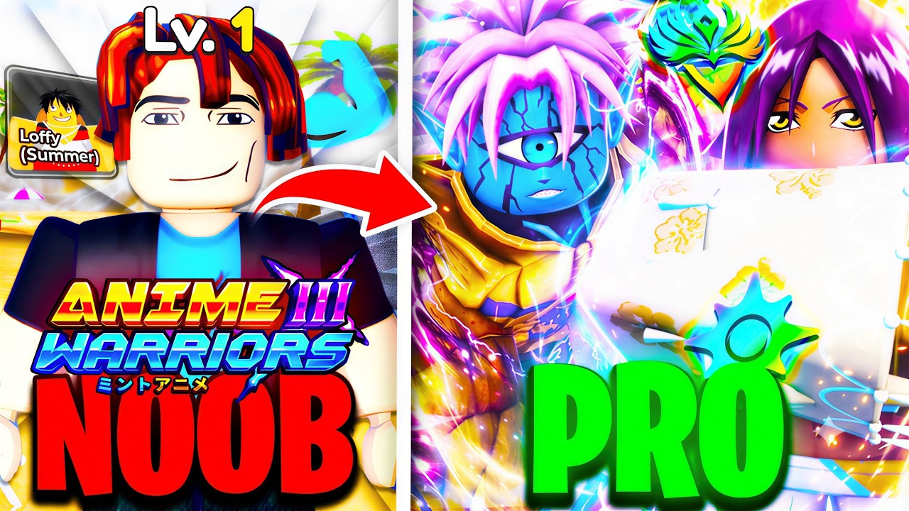 Прошел путь от НУБА до ПРО за 1 видео в летнем Anime Warriors 3! (Roblox)
