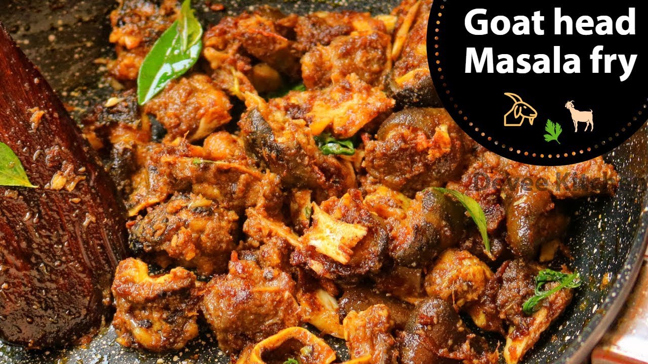 Goat head masala fry || lamb head masala curry || Tale mamsa curry || devee kitchen