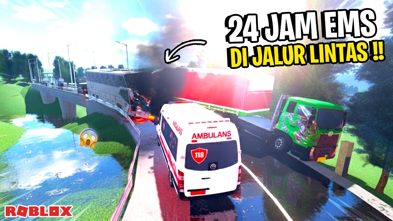 24 JAM JADI EMS DI JALUR LINTAS 😱!! CDID ROLEPLAY- #robloxindonesia #cdidroleplay