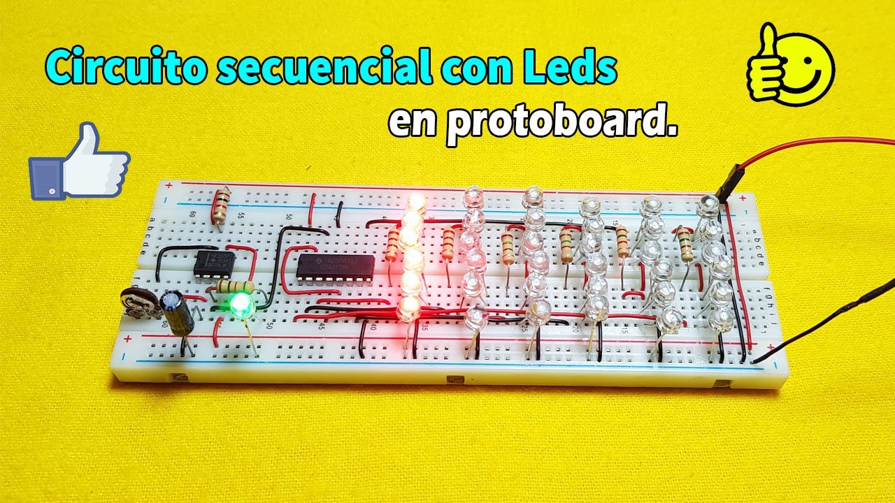 Circuito secuencial con leds muy sencillo en protoboard | Parte 1