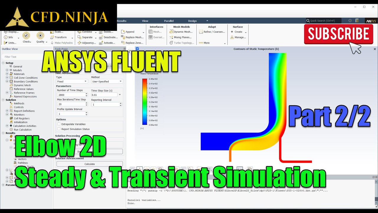 ✅ ANSYS FLUENT Tutorial - Elbow 2D (Steady & Transient Simulation) - Part 2/2