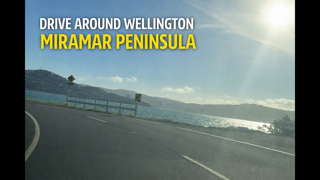Sunny Afternoon Drive around the Miramar Peninsula of Wellington, past the Airport and Breaker Bay