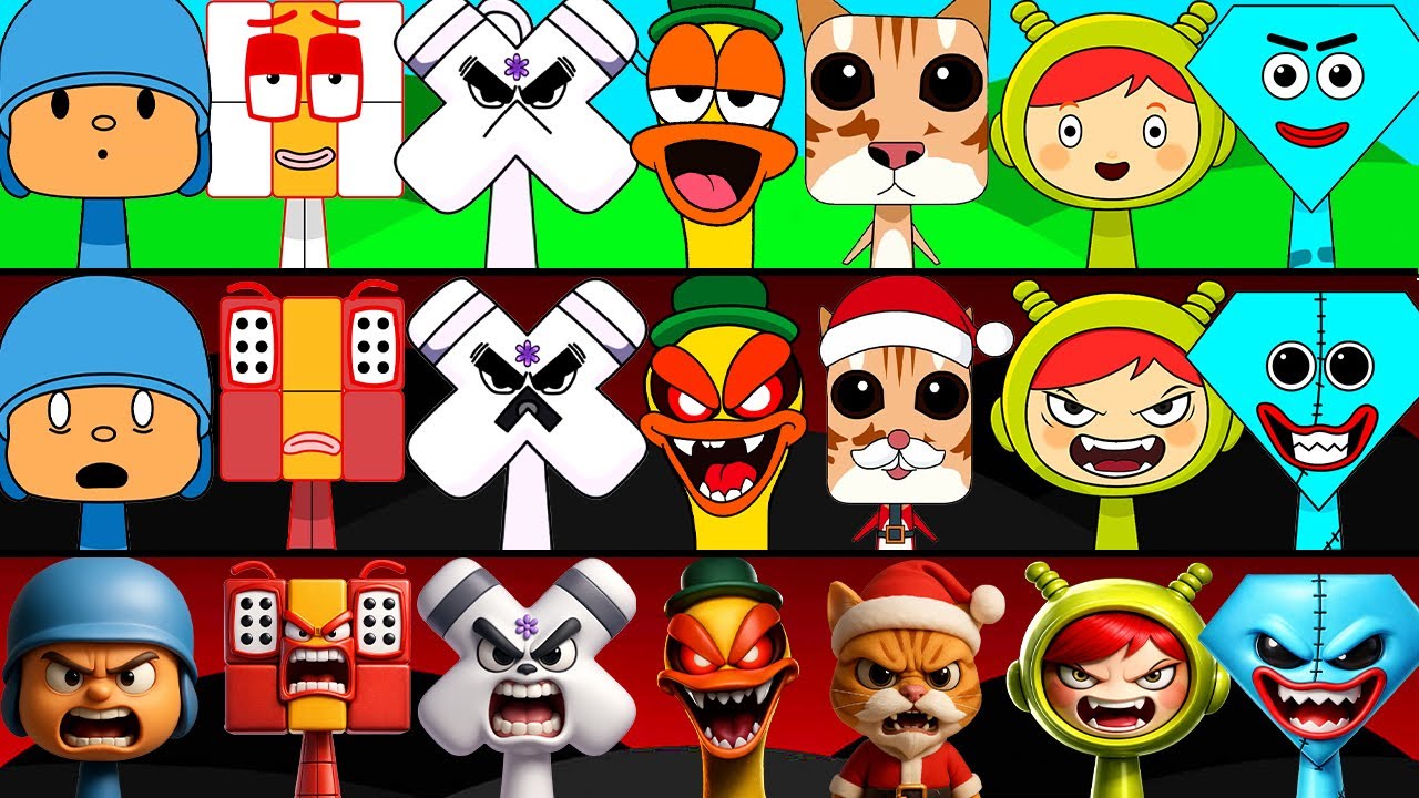 New Incredibox Sprunki OC Phase 1 to Phase 3 Diamond, W Alphabet, Pocoyo, X, Nina, Pato, 67, Ten