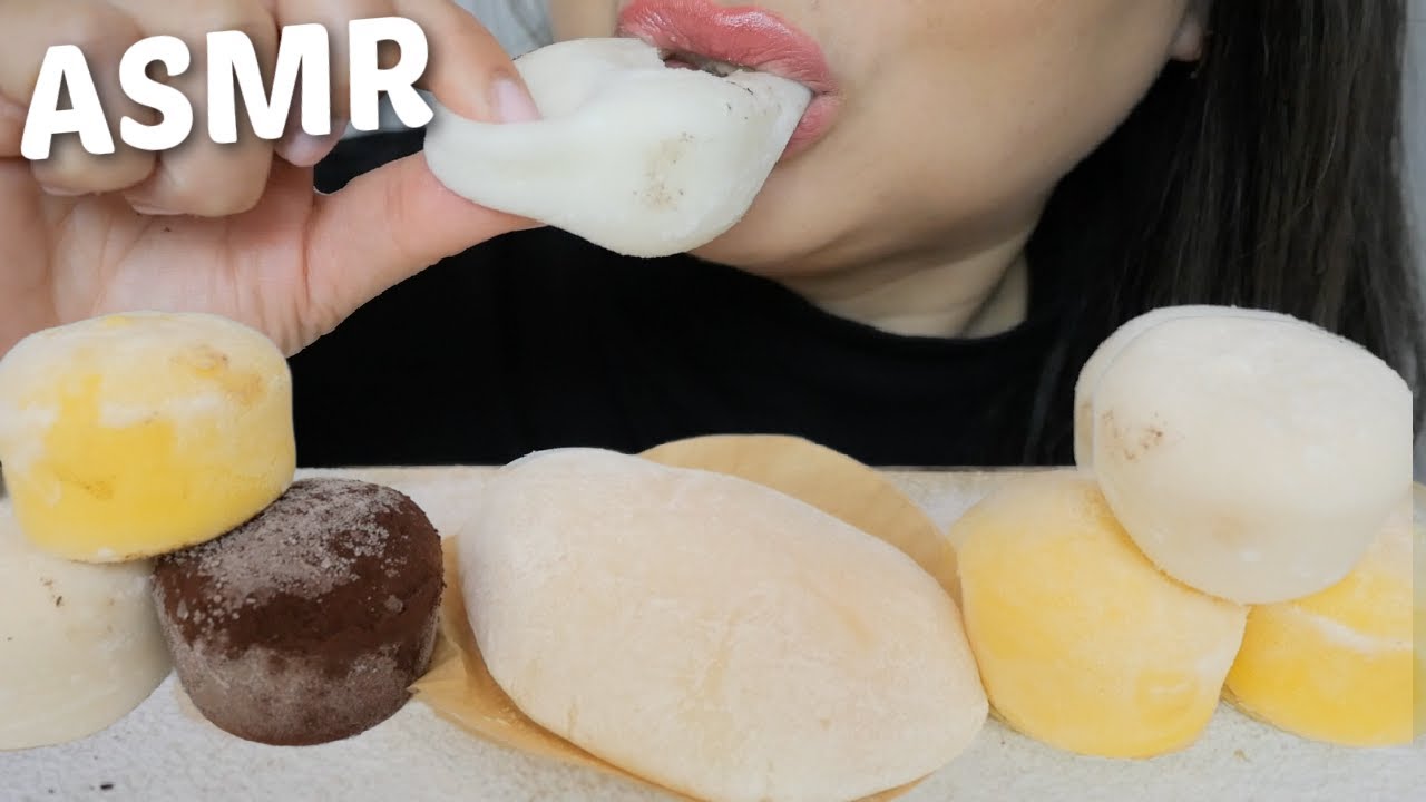 ASMR *Ice Cream Mousse Mochi with Giant Mango Mochi No Talking Sticky Eating Sounds | N.E Let's Eat